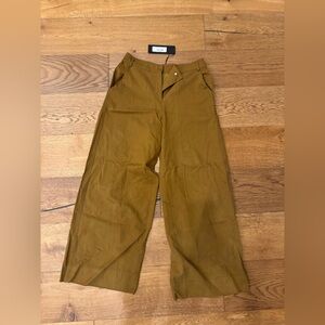 Nili Lotan Dark Khakj Wide Leg Pants, NWT, size 2